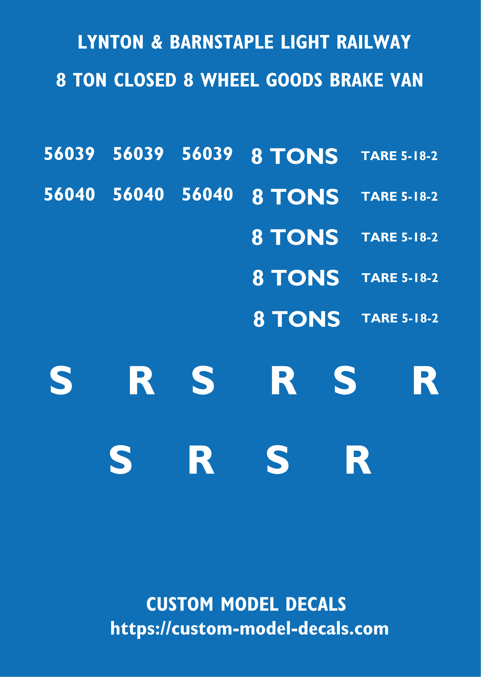 Lynton & Barnstaple wagon SR decals Custom Model Decals