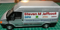 Custom Model Decals on a Britains 1:32 Transit Van Custom Model Decals on a Britains 1:32 Transit Van